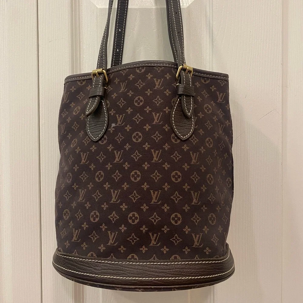 Louis Vuitton Brown Mini Lin PM bucket bag Excellent Condition - Picture 3 of 6